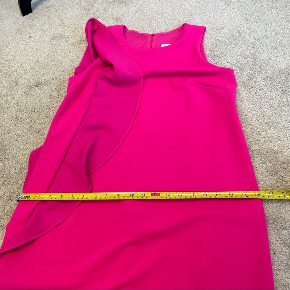 JOSEPH Ribkoff hot neon pink vertical side ruffle dress Sz 8 NWOT - Picture 11 of 12